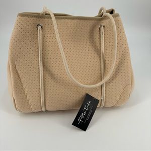 Pole Tribe Neoprene Tote Shoulder Bag Beige